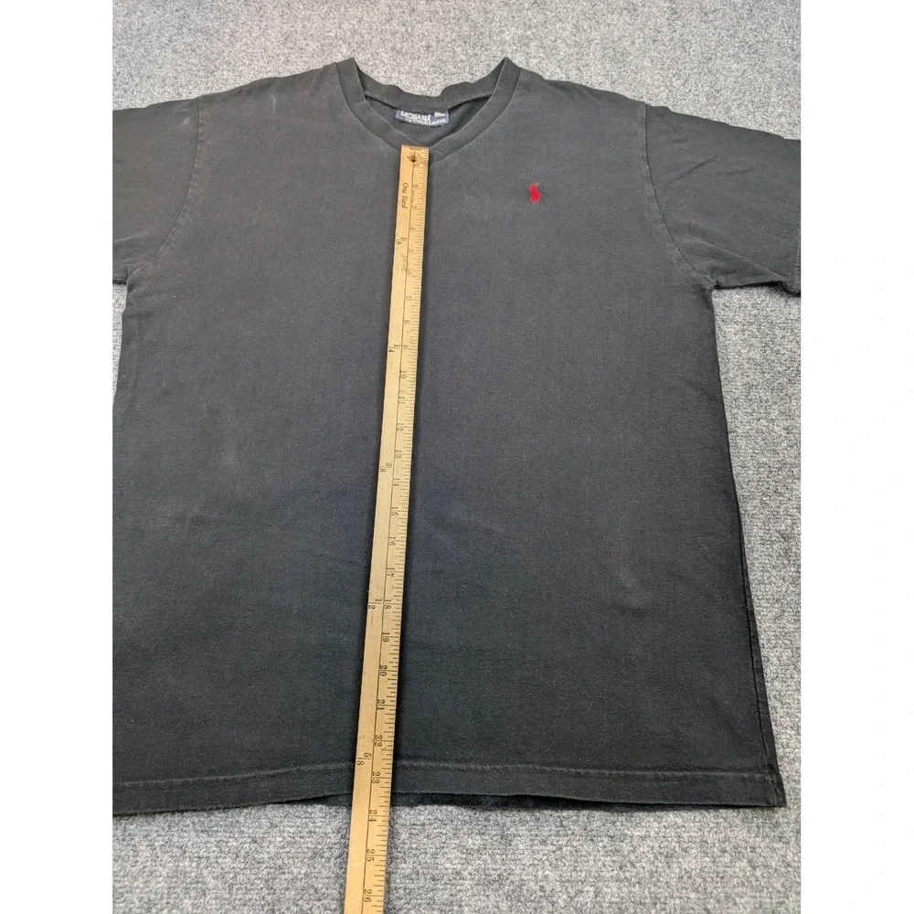 Polo Ralph Lauren Shirt Mens Black V-Neck Short Sleeve Embroidered Red Pony Logo